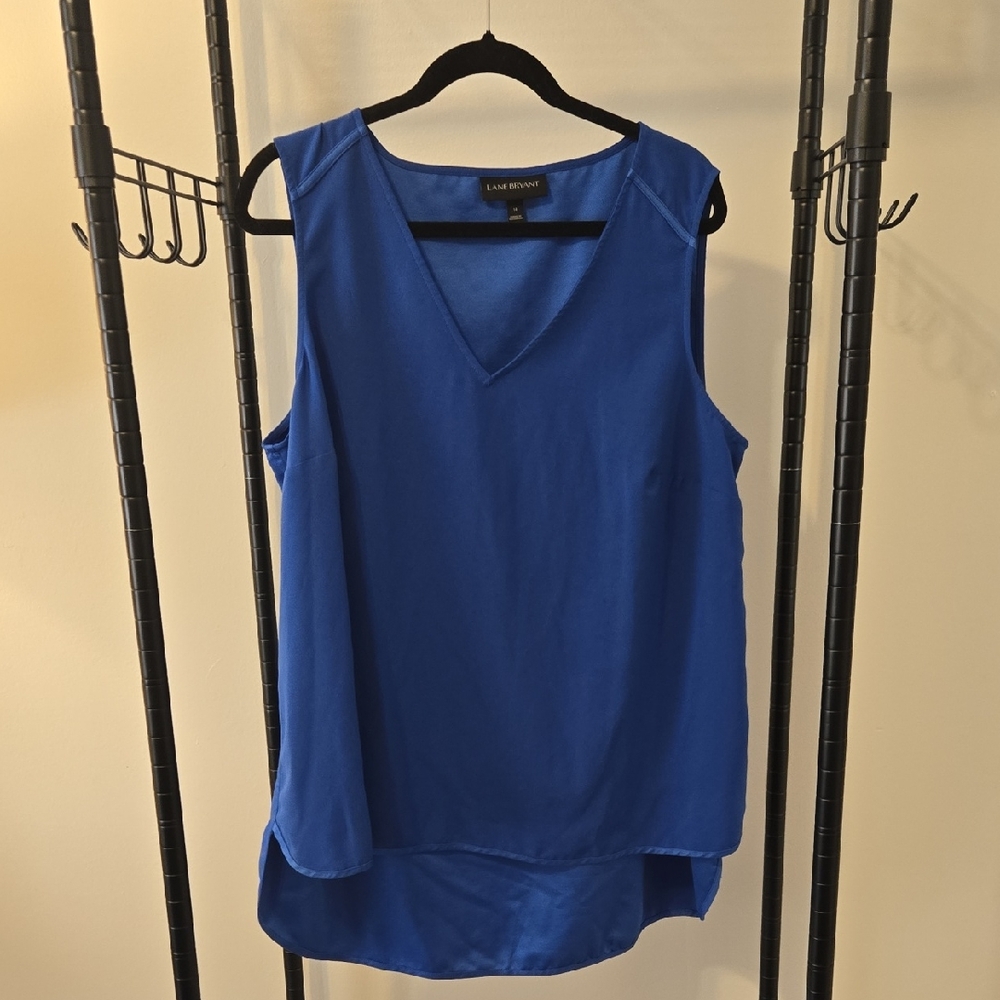 Lane Bryant Royal Blue Hi Lo V-Neck Tank Top
